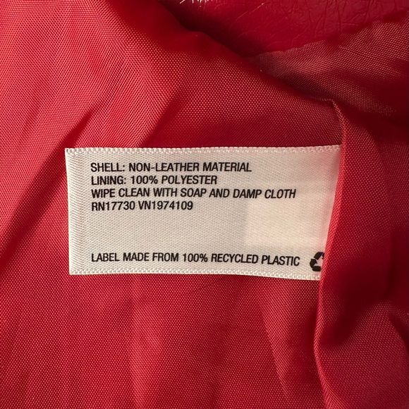 Red Vegan Leather Moto Jacket - Picture 6 of 7